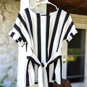 Black and White Stripe Worthington Blouse